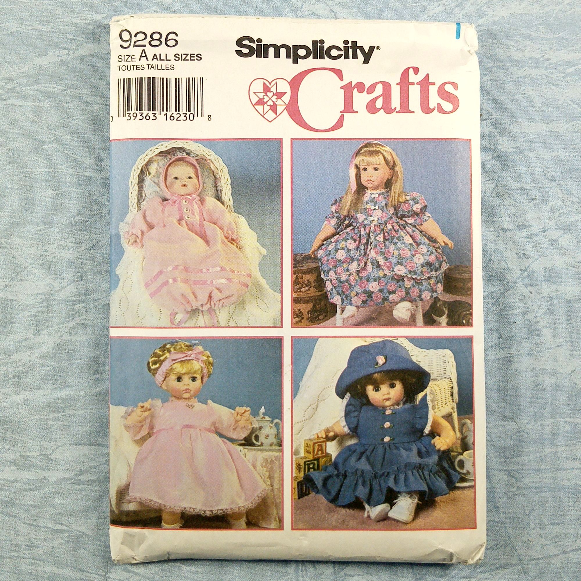 Simplicity Crafts #9286 Doll Clothes Patterns 16pcs Size A All Sizes