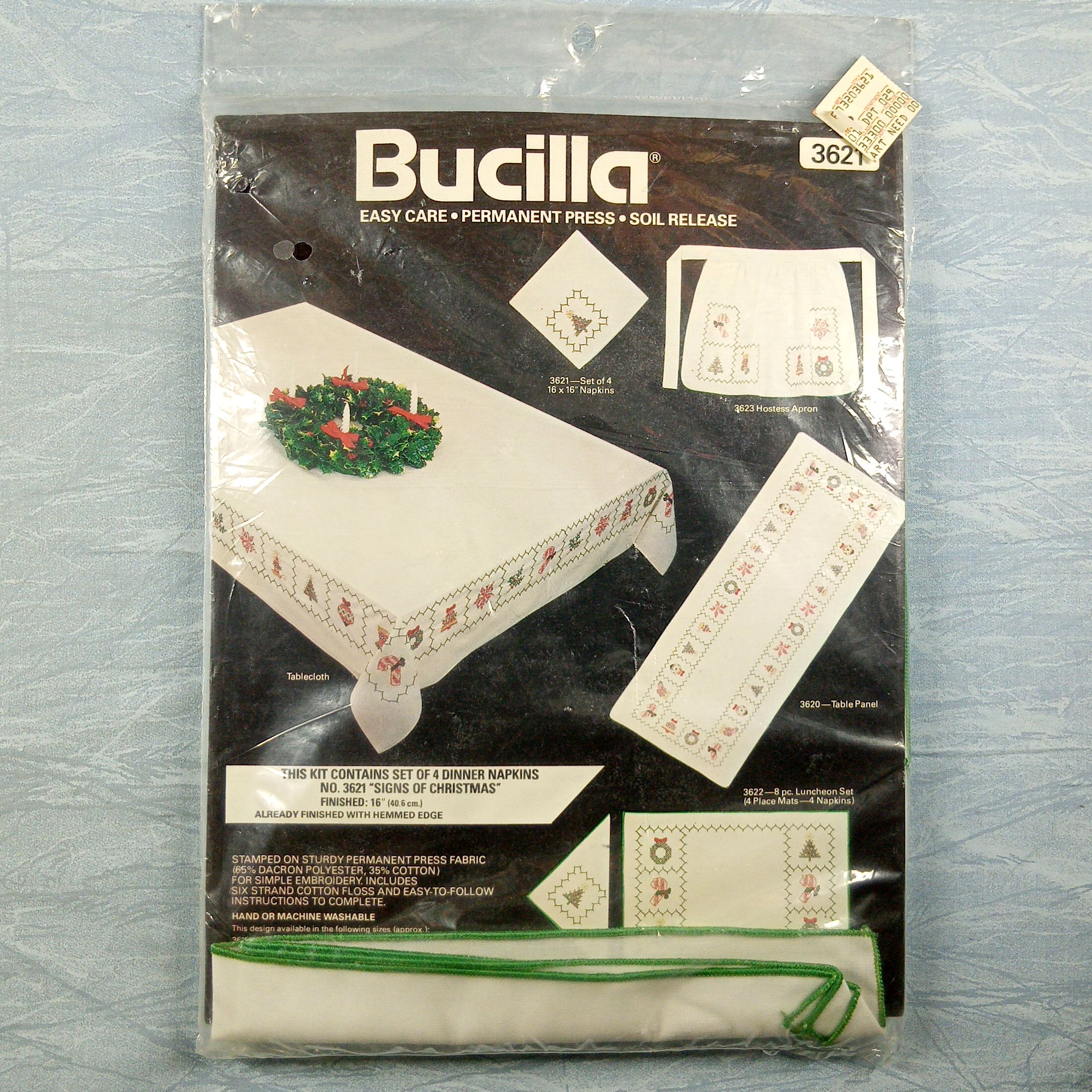 Bucilla Napkin Embroidery Kit (16x16, set of 4) - 3621 Signs Of Christmas