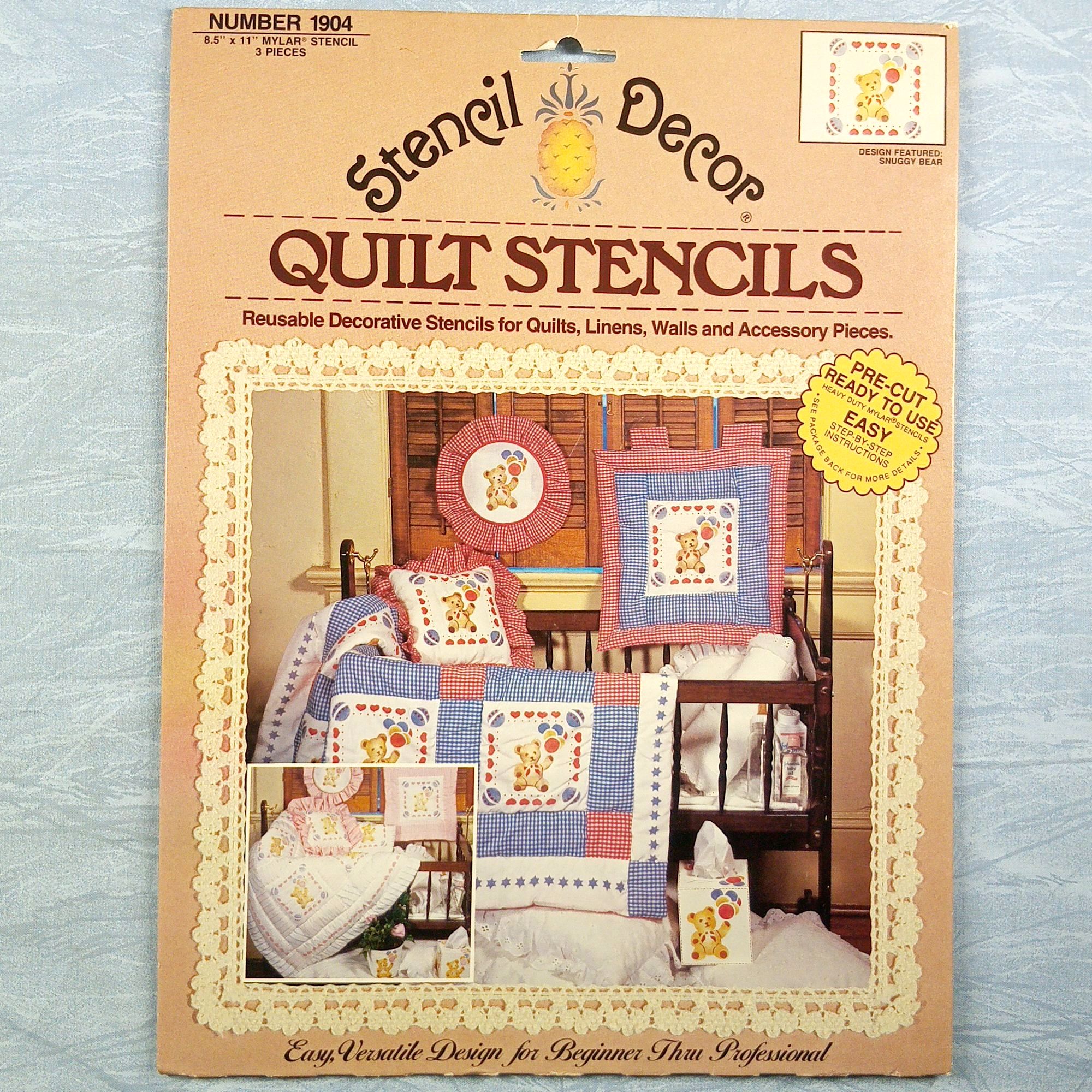 Plaid Stencil Decor Quilt Stencils (3pc) - #1904 Snuggy Bear