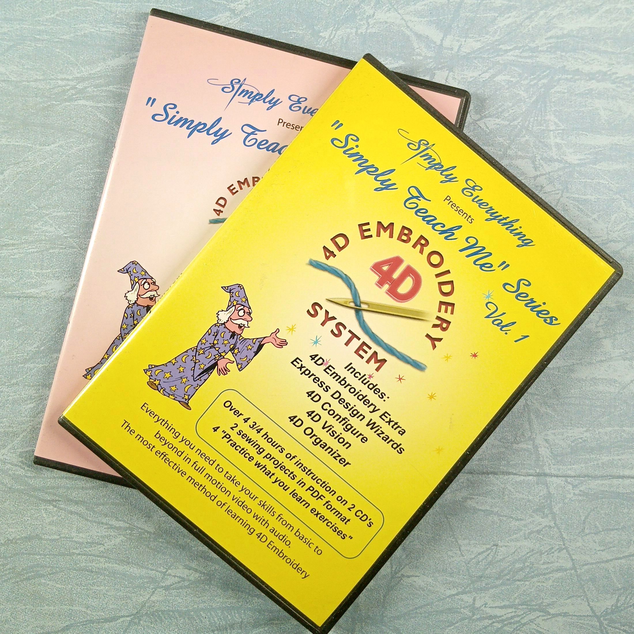 Lot of 2 Simply Everything Simply Teach Me Series 4D Embroidery CDs - Vol. 1, 2