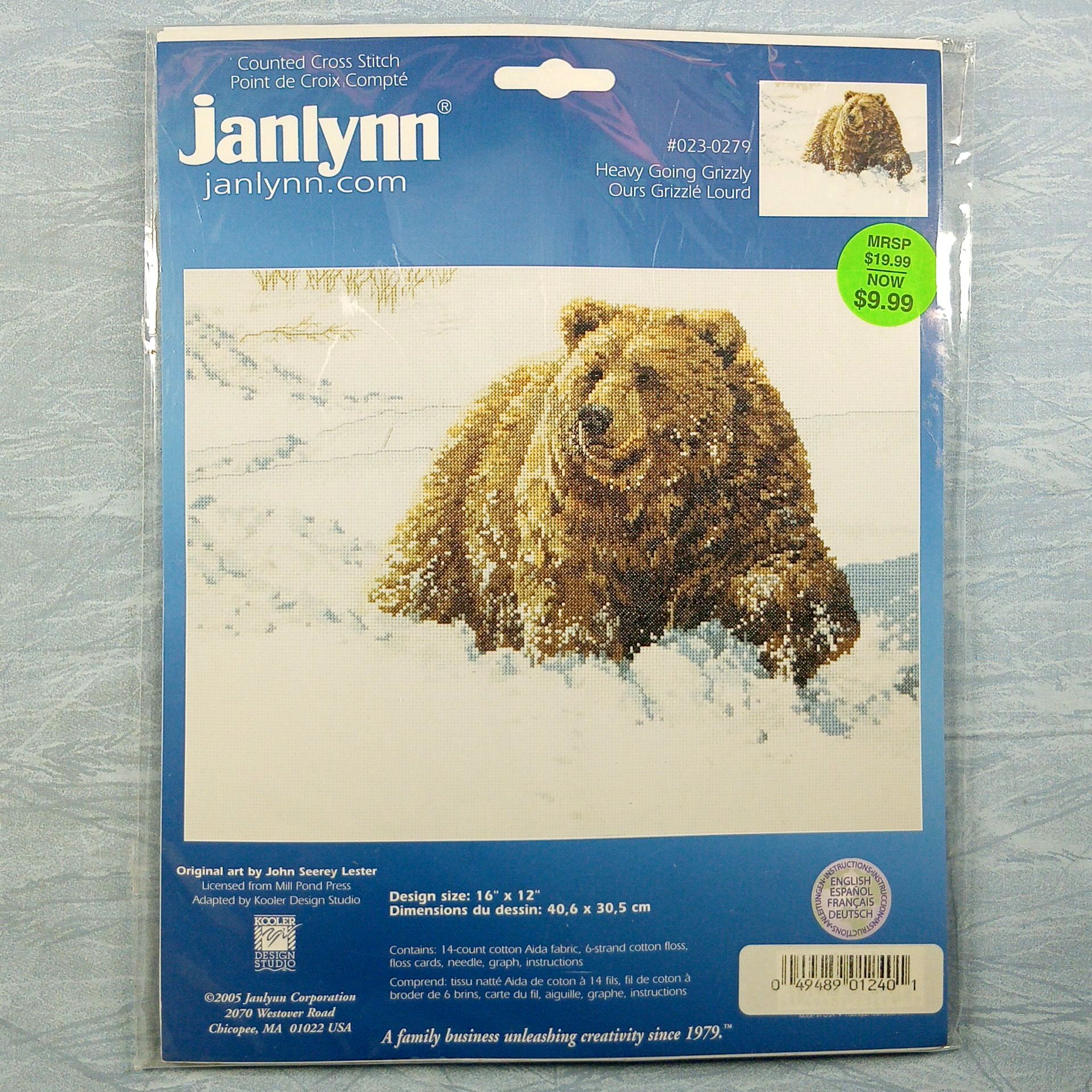Janlynn Counted Cross Stitch Kit - 023-0279 Heavy Going Grizzly 16x12