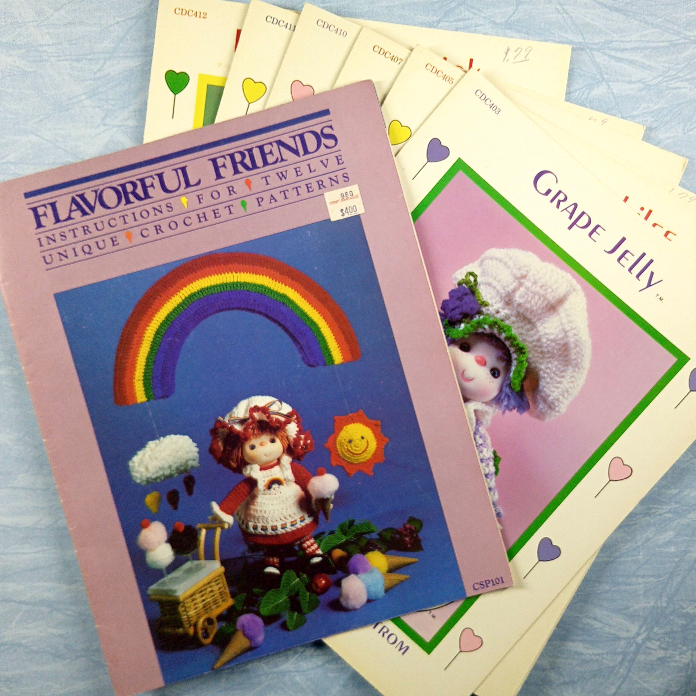 Lot of 7 Flavor Themed Doll Crochet Pattern Booklets