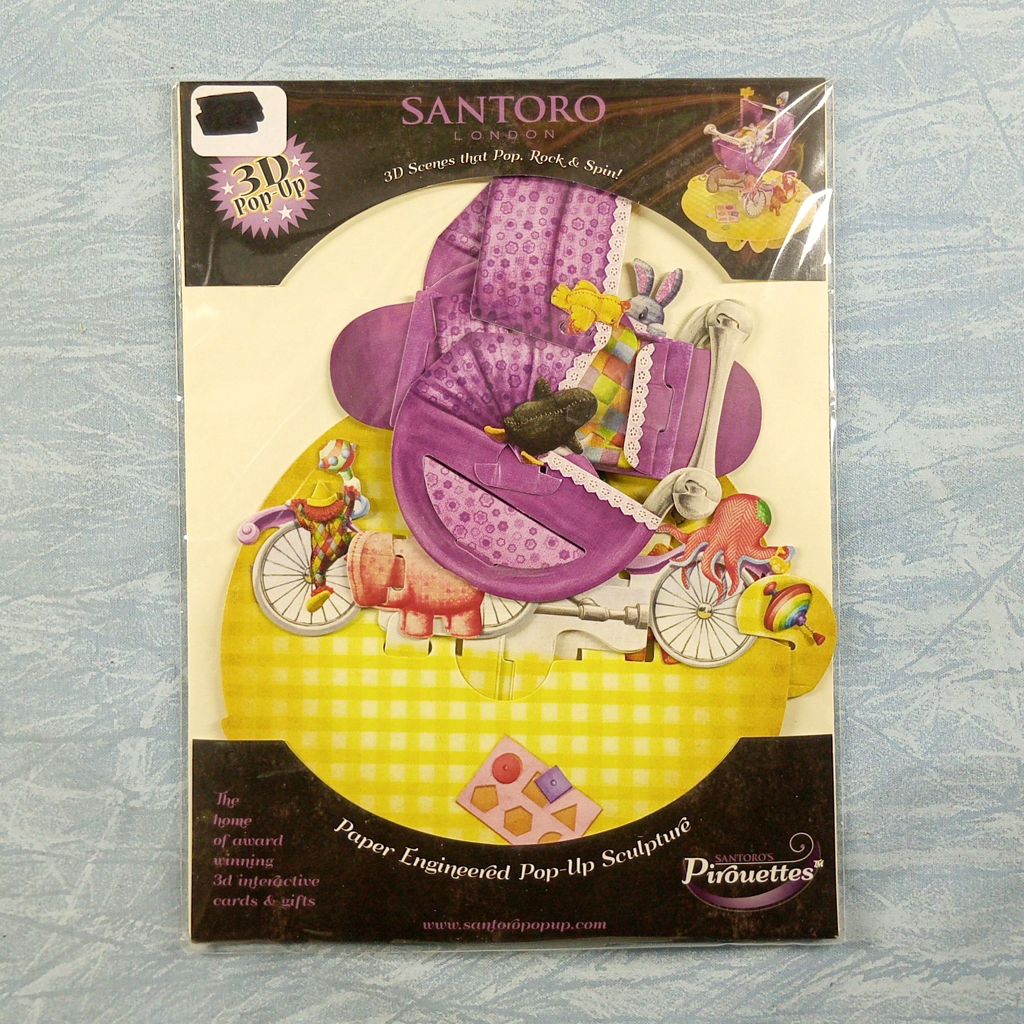 Santoro London Pirouettes PS018 Baby Stroller Paper 3D Pop-up Sculpture Card