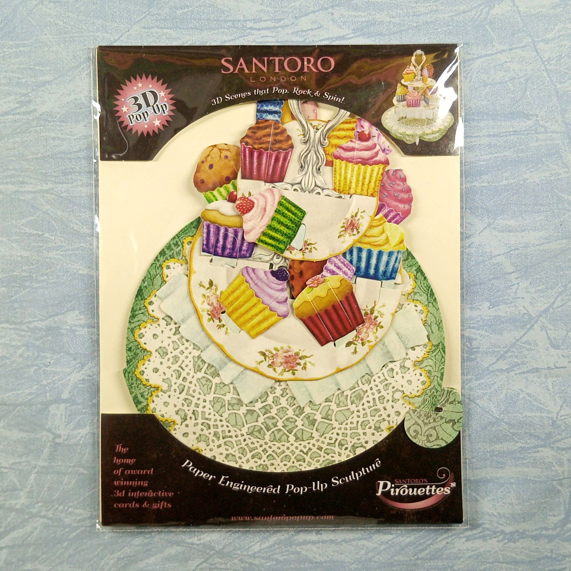 Santoro London Pirouettes PS004 Cupcake Cake Paper 3D Pop-up Sculpture Card