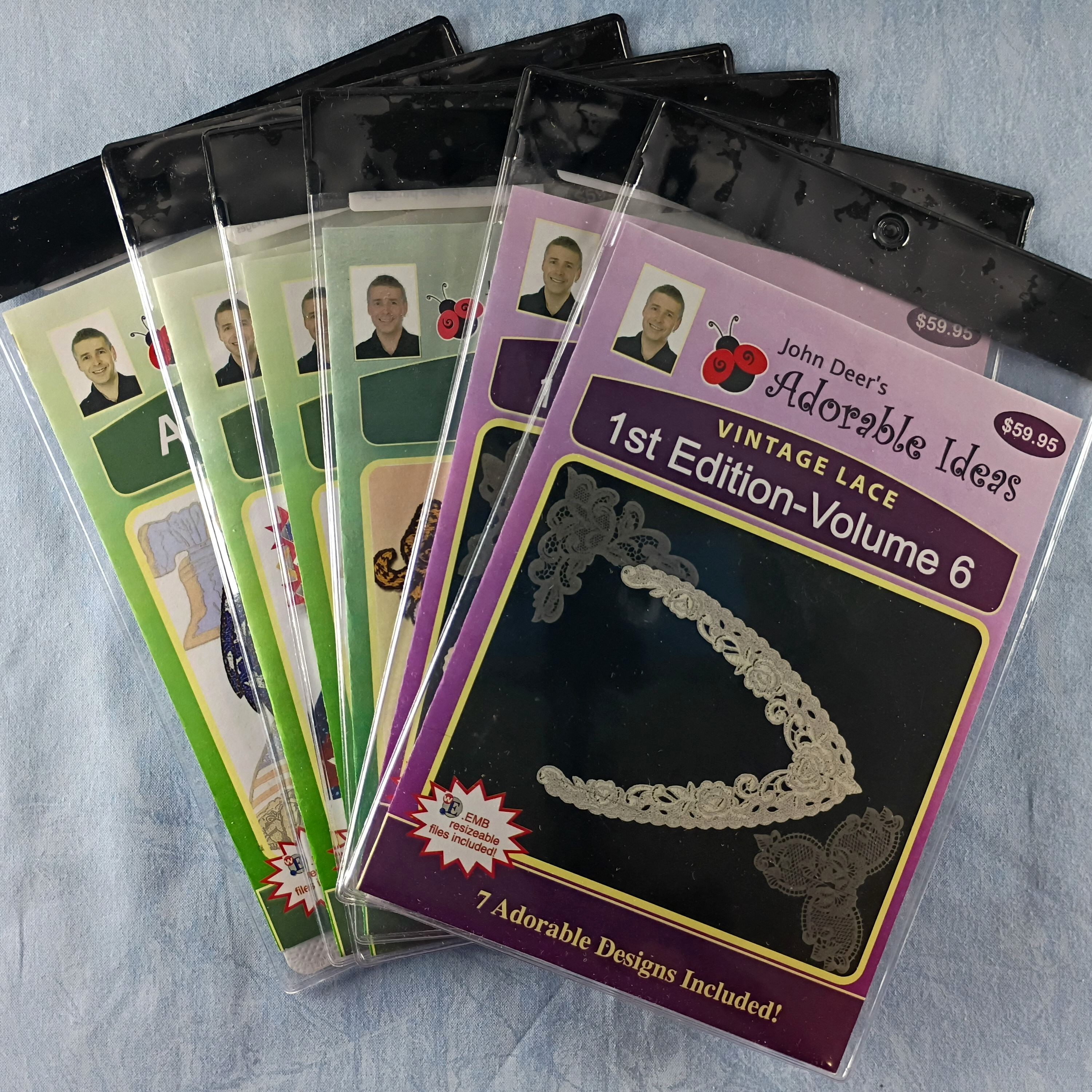 Lot Of 6 John Deer's Adorable Ideas Embroidery Designs CDs