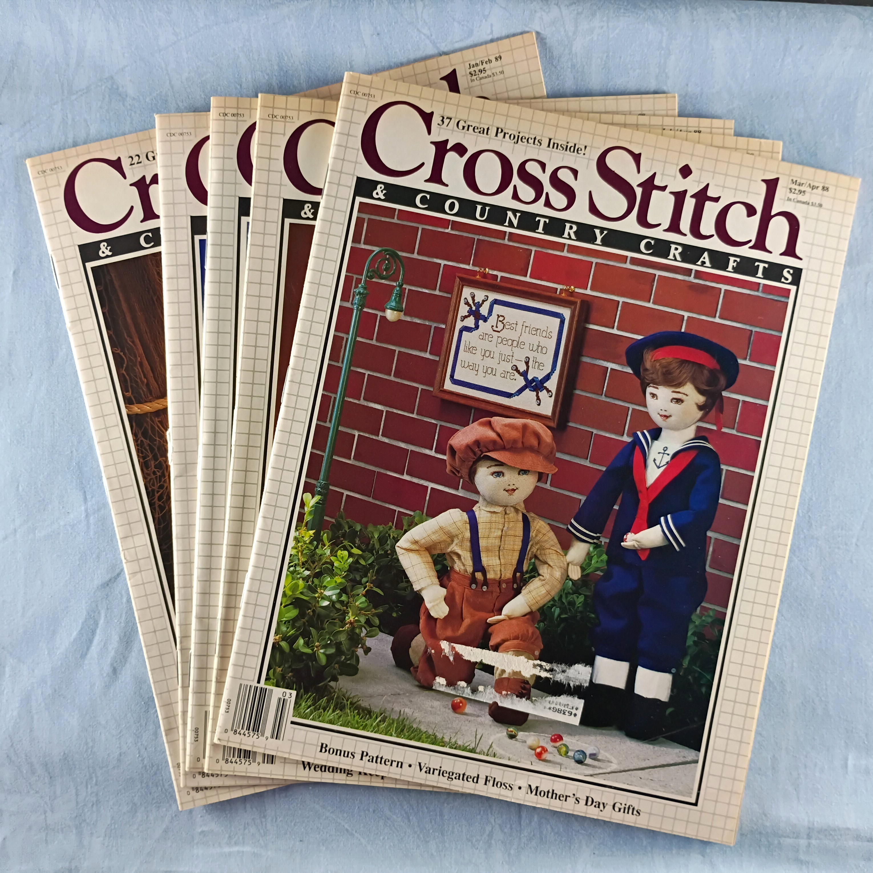 Magazine Lot Of 5 - Cross Stitch And Country Craft 1988/89